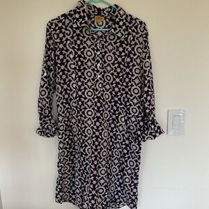 Roller Rabbit Blue and White Long Sleeve Dress